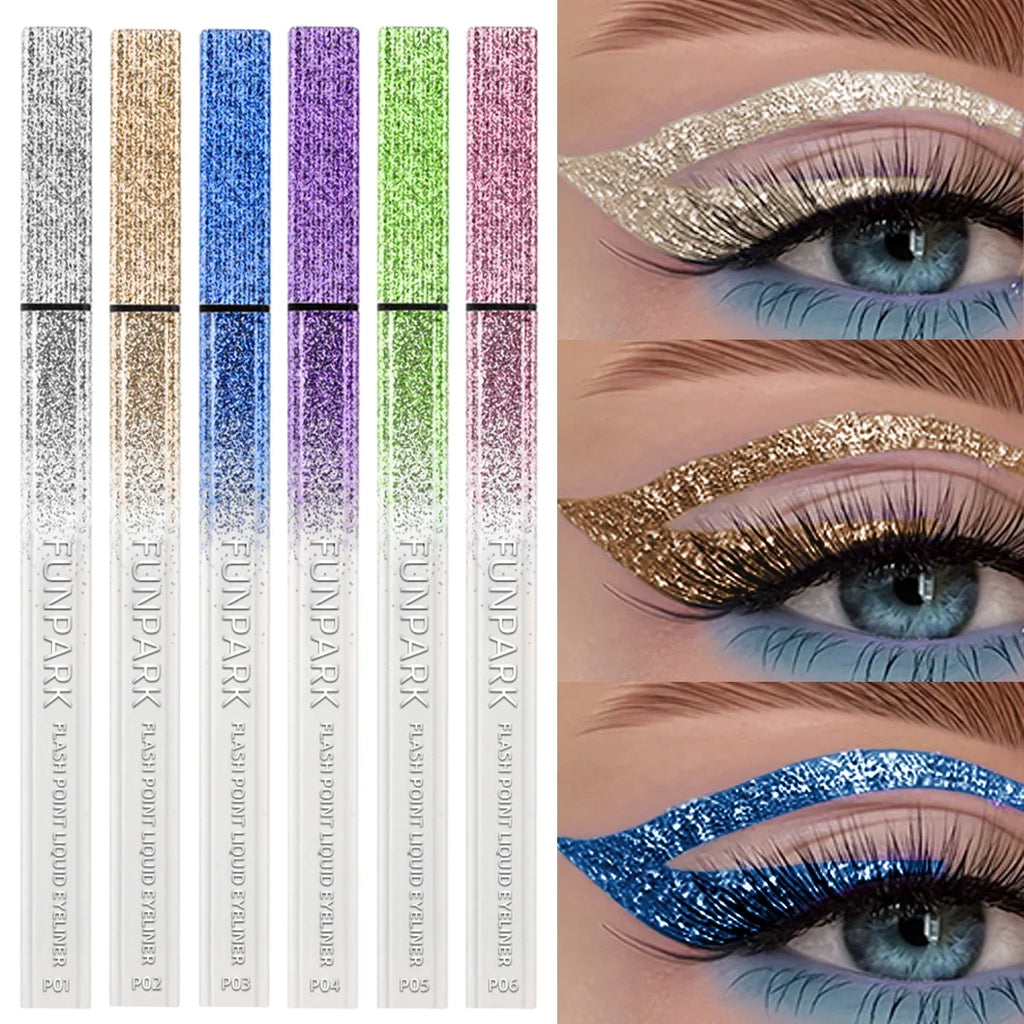 Qme Glitter Liquid Eyeliner – Waterproof, 6 Colors Glitter Liquid Eyeliner Qme