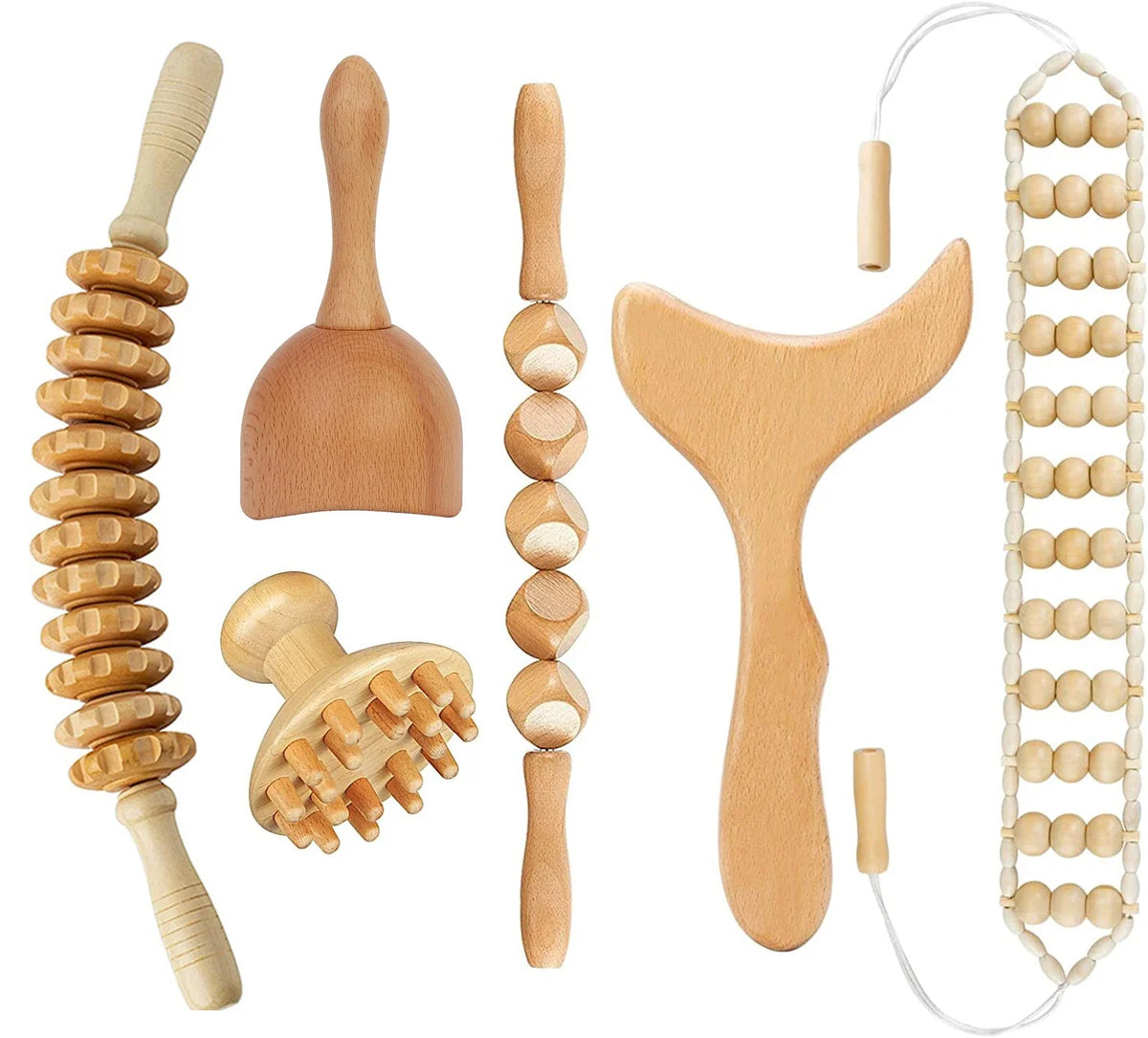 Wooden Therapy Massage Set – Gua Sha & Maderoterapia Tools Wooden Massage Set Qst 6PCS-3