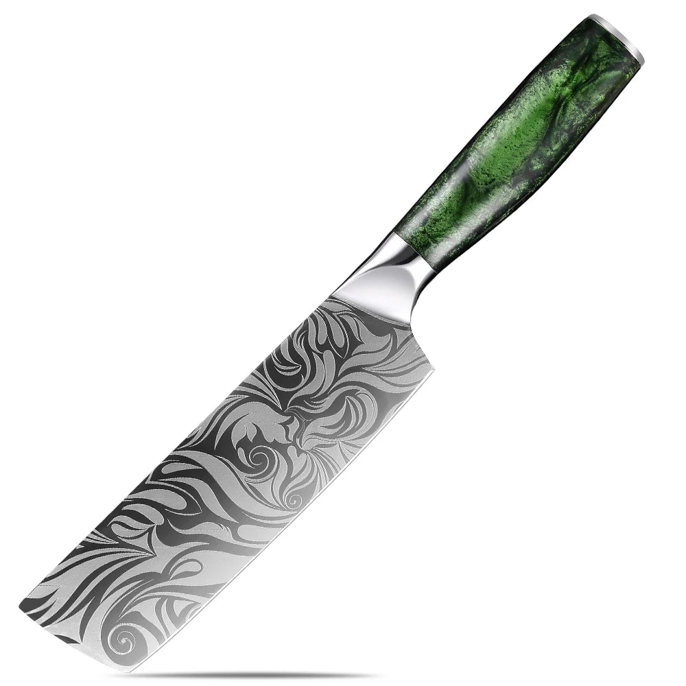 Xituo 7-Piece Kitchen Knife Set – Laser Stainless Steel Kitchen Knife Set Qst Nakiri Knife