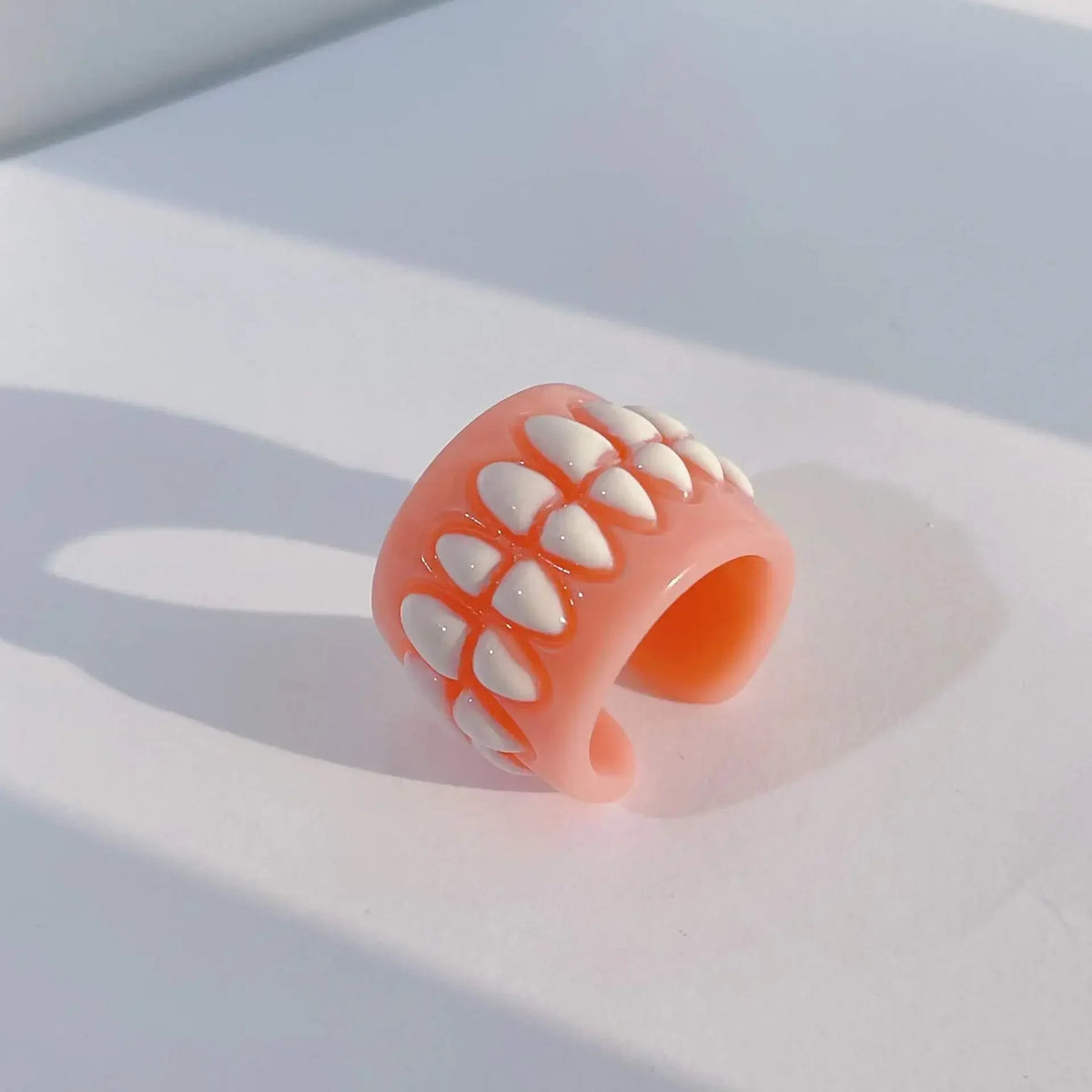 Creative Teeth Design Resin Open Ring – Unisex Gothic Jewelry Resin Fashion Ring Qme 1 Size 7