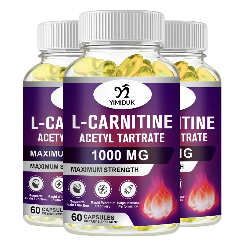 Yimiduk L-Carnitine 1000mg – Energy & Lean Muscle Supplement L-Carnitine Supplement Qst 3 Bottles-60PCS