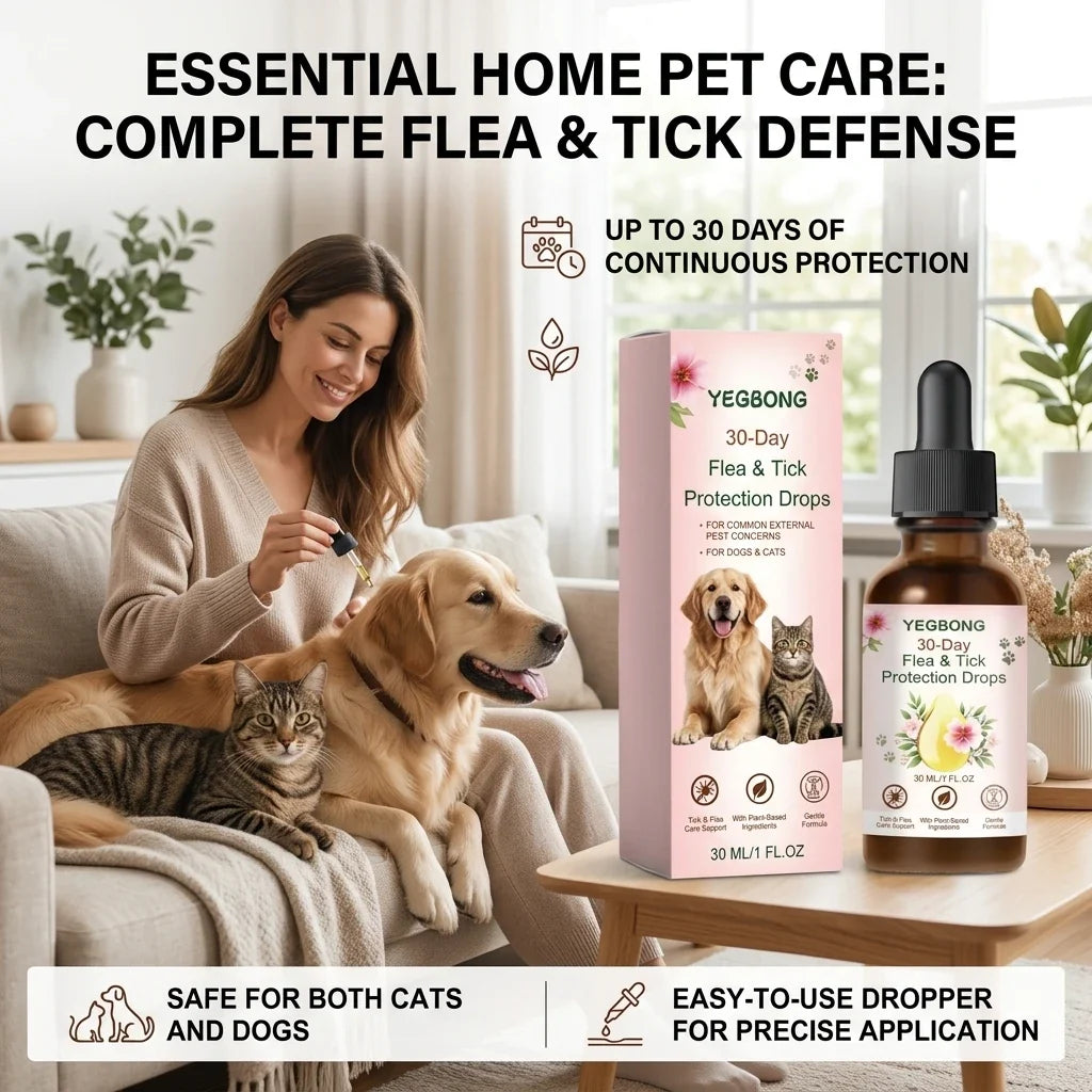 Pet Flea & Tick Repellent Spot-On Drops for Dogs & Cats Flea Tick Repellent Drops Qme