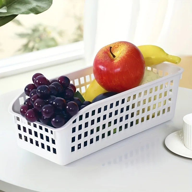 4-Piece Stackable Plastic Storage Basket Set – White Stackable Storage Basket Qme