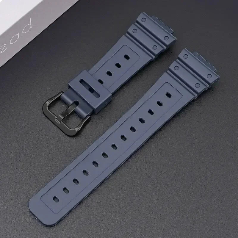 TPU Sport Watch Band for Casio DW-5600 DW5000 GA2100 Casioak Watch Band Qme Dark Blue Black