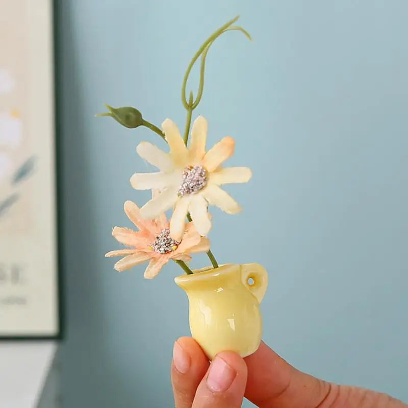 DIY Magnetic Ceramic Mini Flower Vase Fridge Magnet Decor Decorative Fridge Magnet Qme