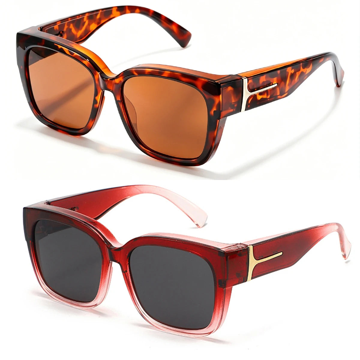VOPHA 2-Pack Oversized Fit-Over Polarized Sunglasses UV400 Fit-Over Sunglasses Qst T04-2PC-2