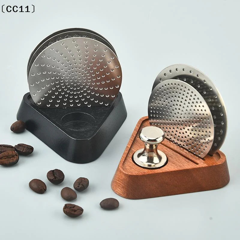 Wooden Espresso Portafilter & Puck Screen Storage Rack Coffee Accessory Rack Qme