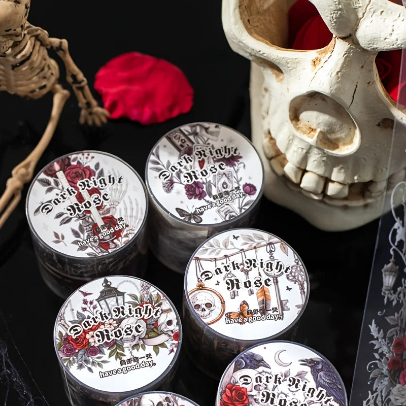 Halloween Gothic Rose Skeleton Washi Tape – DIY Scrapbooking Decorative Craft Tape Qme