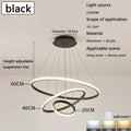 Modern LED Ring Chandelier – Dining Room & Living Room Light LED Ring Chandelier Qme black