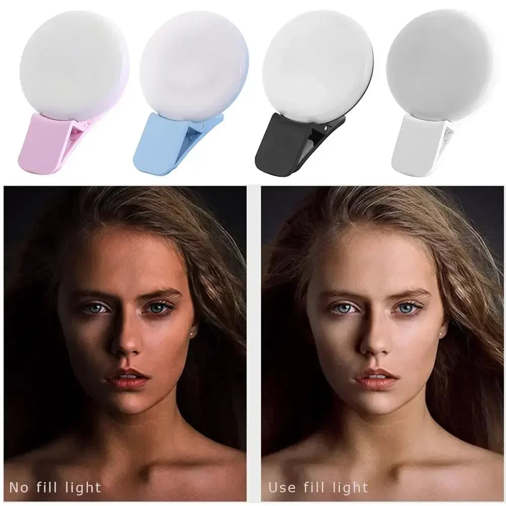 Mini LED Selfie Ring Light – Clip-On Phone Fill Light Clip-On Selfie Ring Light Qme