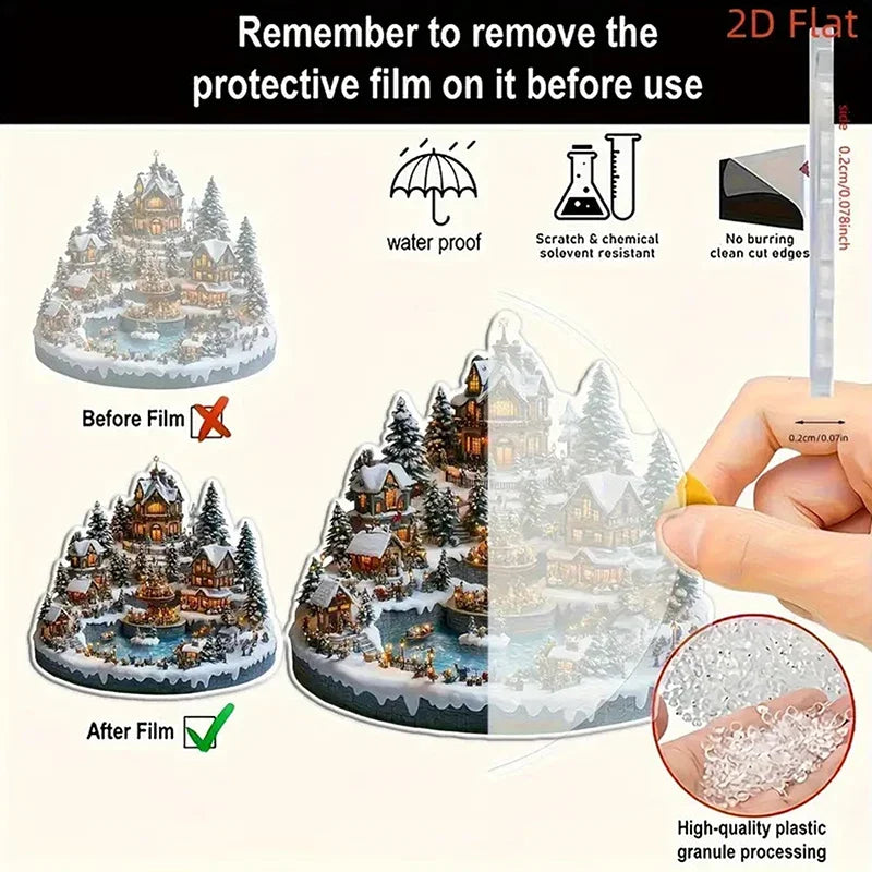 Acrylic Christmas Snowman House Rotating Desk Decor Christmas Desk Decor Qme