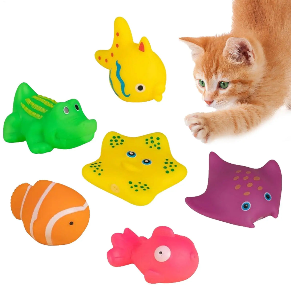 Interactive Squeaky Swimming Fish Cat Bath Toy | Pool Play Interactive Cat Toy Qme