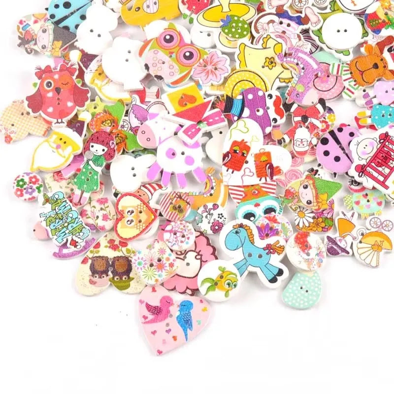 Cartoon Painted Wooden Buttons – Sewing, Crafts & Scrapbooking Wooden Craft Buttons Qme