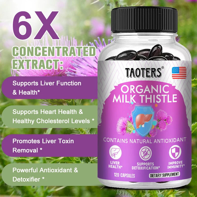 Organic Milk Thistle Extract Capsules – 80% Silymarin Liver Support Herbal Supplement Qst
