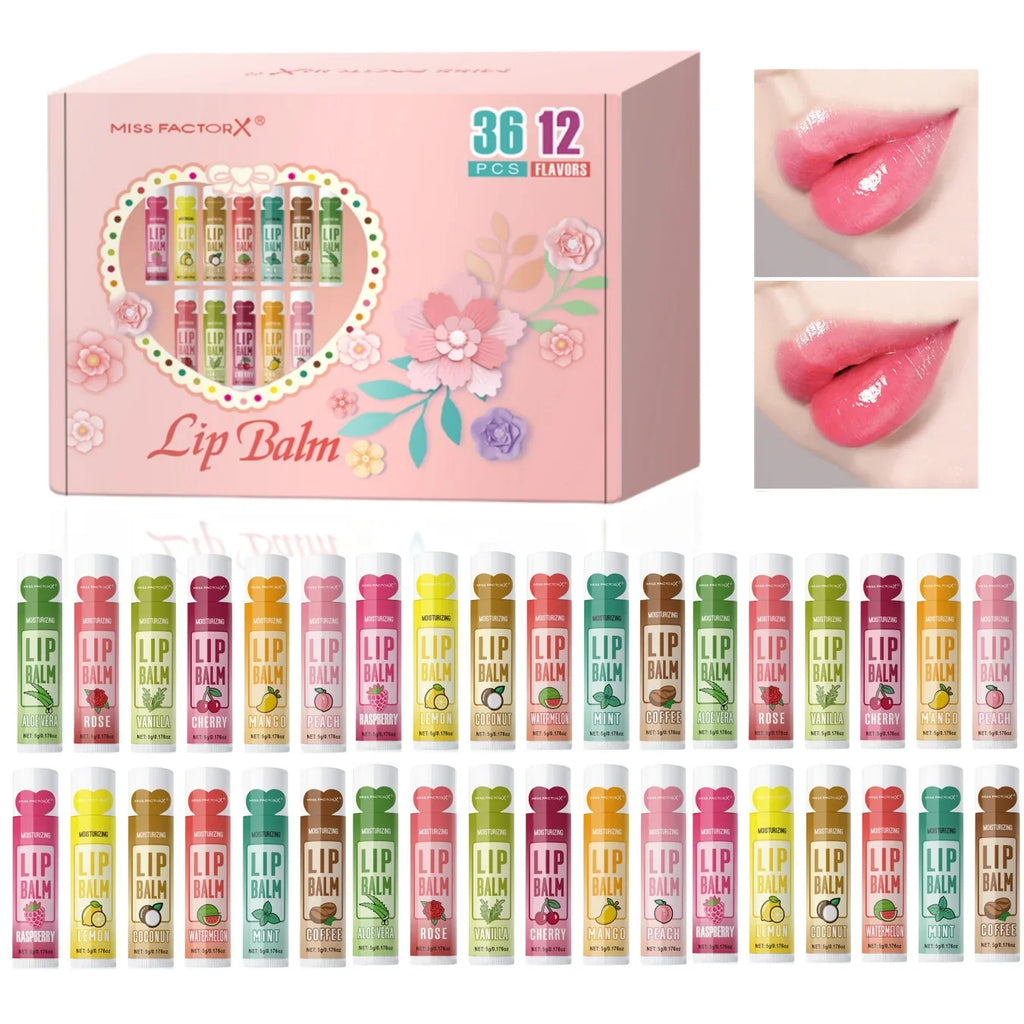 36-Piece Moisturizing Brightening Lip Balm Set | Party Gift Lip Balm Set Qme