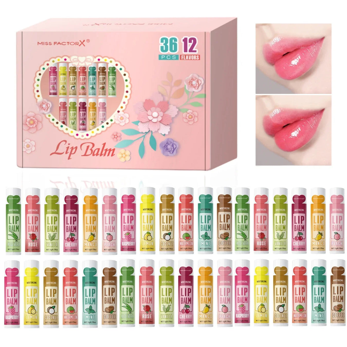 36-Piece Moisturizing Brightening Lip Balm Set | Party Gift Lip Balm Set Qme