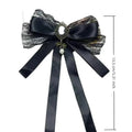 Rhinestone Crystal Bowknot Brooch Clip – Fabric Bow Accessory Bowknot Brooch Clip Qme black