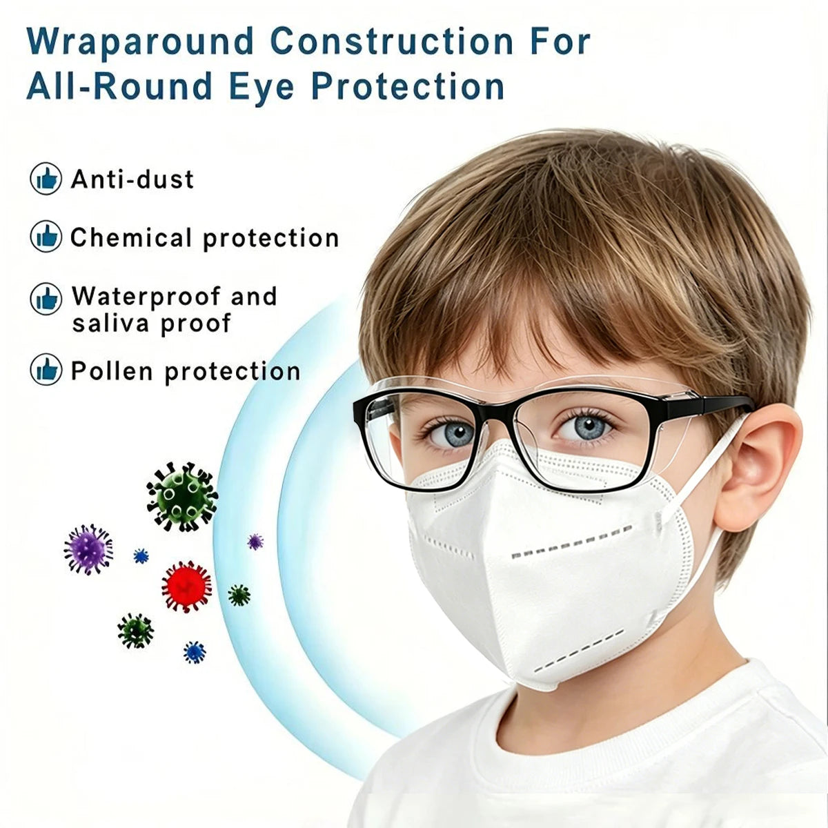 VOPHA Kids Safety Glasses Anti-Fog Blue Light Blocking Goggles Kids Safety Glasses Qst