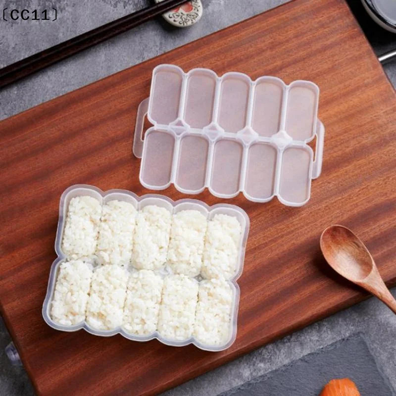 10-Grid Rice Ball Mold & Spoon – Non-Stick Onigiri Maker Onigiri Rice Mold Qme