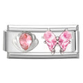 Colored Gemstone Bowknot Heart Italian Charm – 9mm DIY Italian Charm Link Qme Style 1