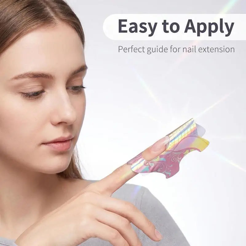 100pc Nail Extension Stencil Forms | Universal Fit Self-Adhesive Nail Extension Forms Qme