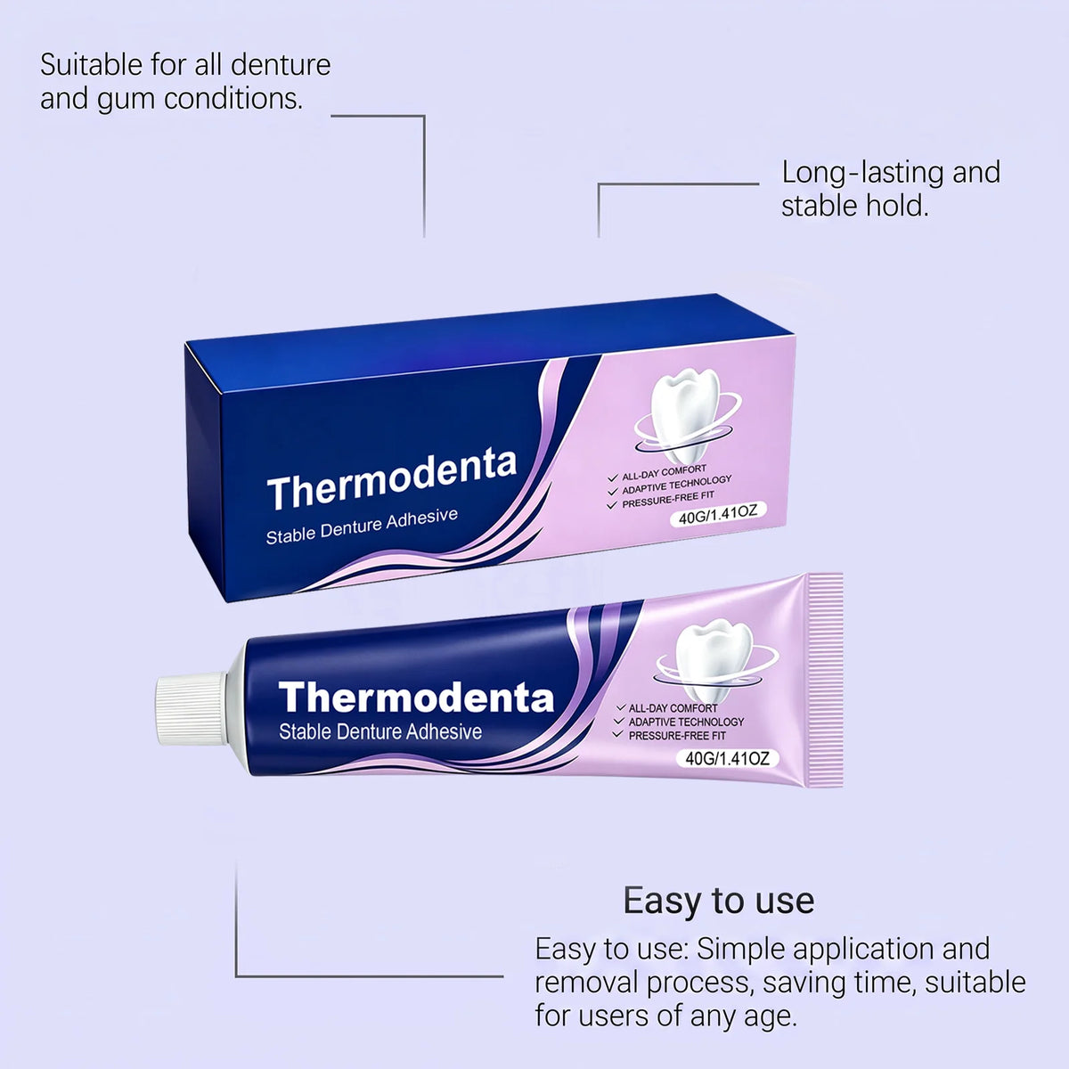 Thermoplastic Silicone Denture Adhesive Gel – Secure Hold 40g Denture Adhesive Gel Qst