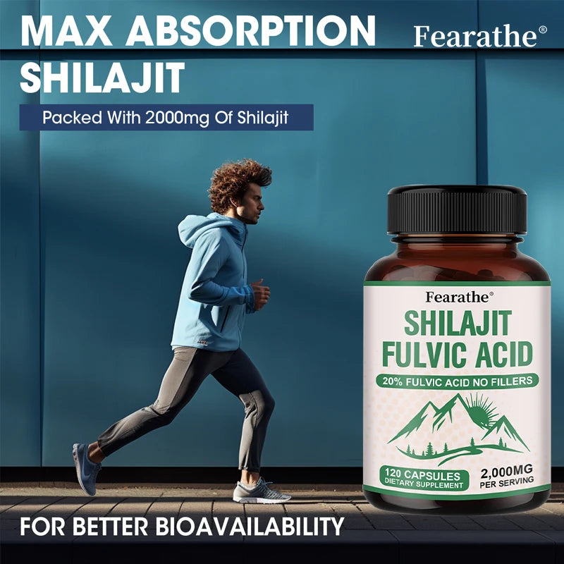 Fearathe Shilajit Capsules 120ct | Energy, Focus & Immune Support Herbal Supplement Qst