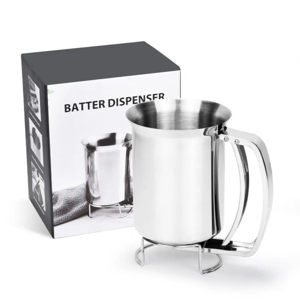 Stainless Steel Batter Dispenser – Pancakes, Waffles & More Batter Dispenser Qme Silver