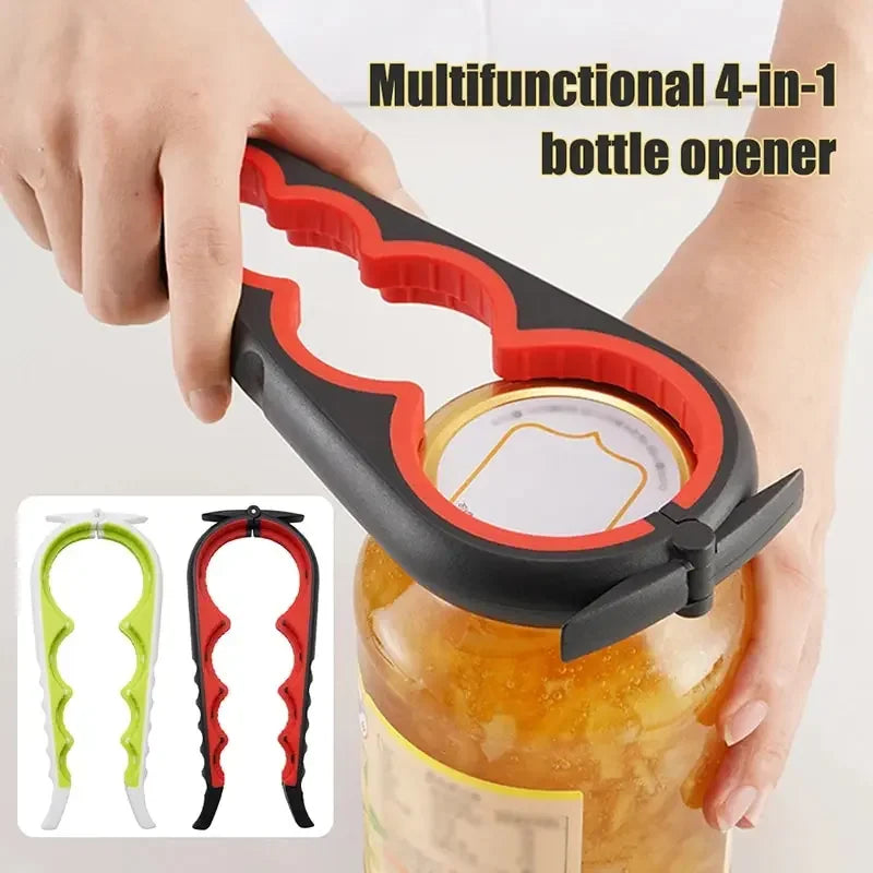 4-in-1 Can & Bottle Opener with Anti-Slip Grip | Kitchen Tool Can & Bottle Opener Qme Color random