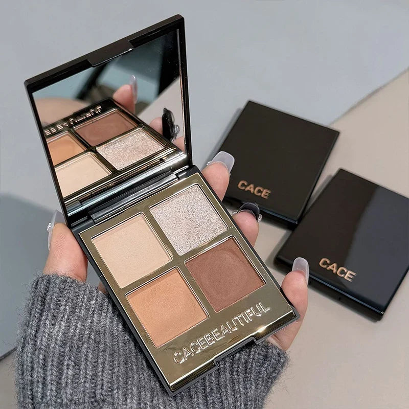CACE 4-Color Eyeshadow Palette – Matte, Shimmer & Glitter Eyeshadow Palette Qme