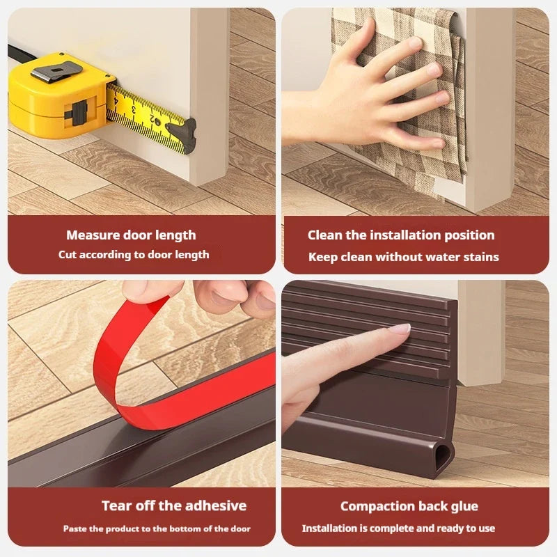 1M Self-Adhesive Door Bottom Seal Strip – Windproof TPE Weatherstrip Door Weatherstrip Seal Qme