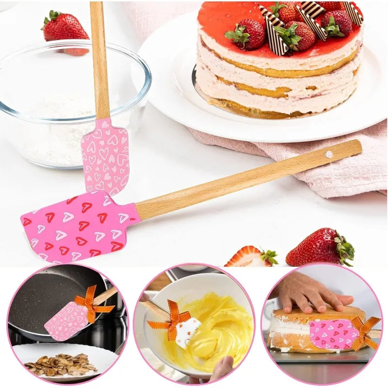 Food-Grade Silicone Spatula with Wooden Handle | Non-Stick Silicone Spatula Qme