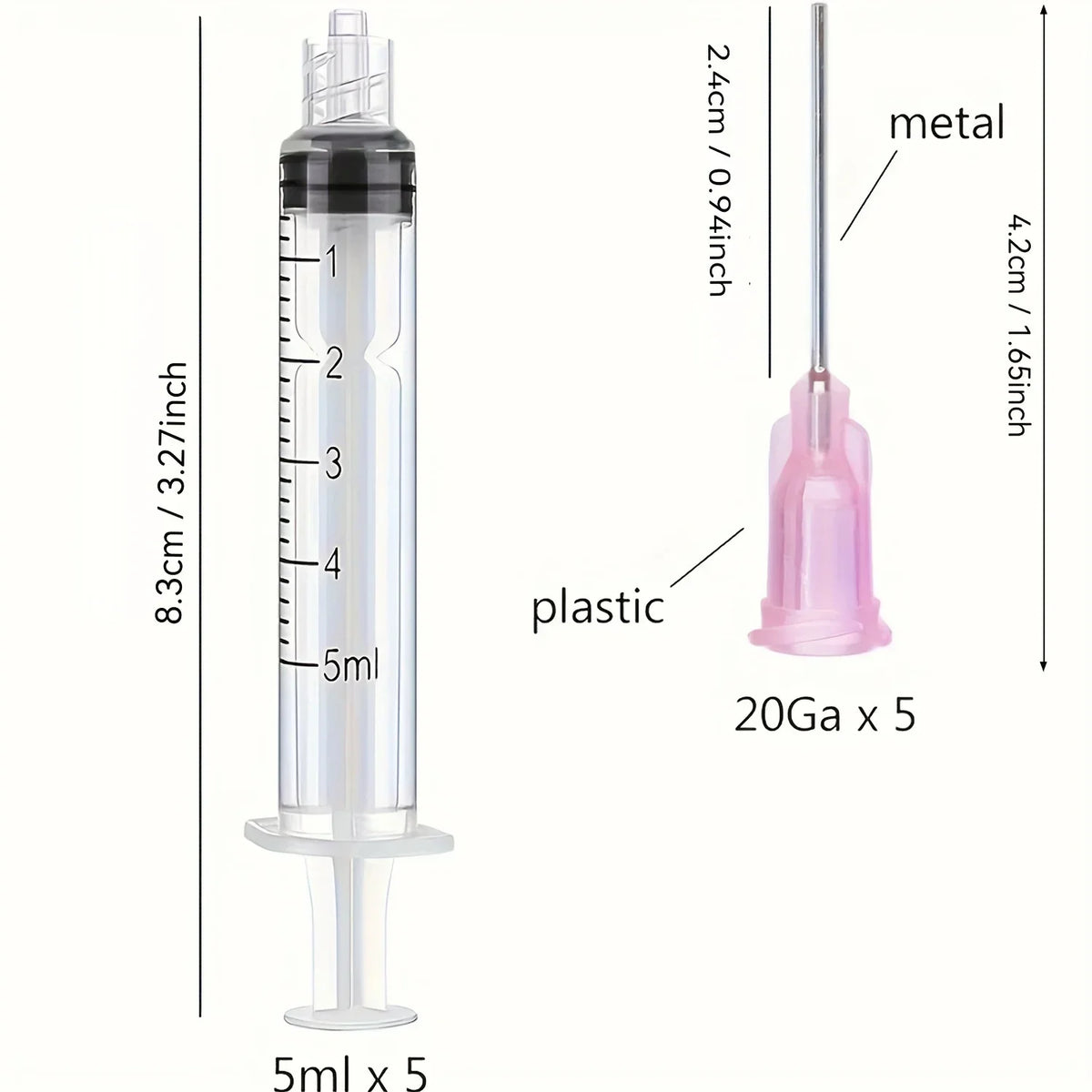 CC Premium Ink Filling Syringes Blunt Needle Tip – 5-Pack Pen Ink Syringe Qme