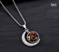 Zodiac Constellation Luminous Crescent Moon Necklace Zodiac Pendant Necklace Qme Leo