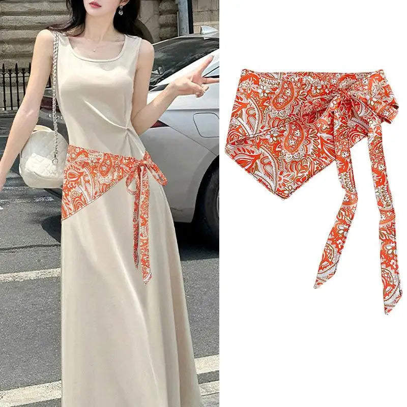 Vintage Ethnic Cashew Flower Scarf Waist Belt for Women Women's Waist Belt Qst A6