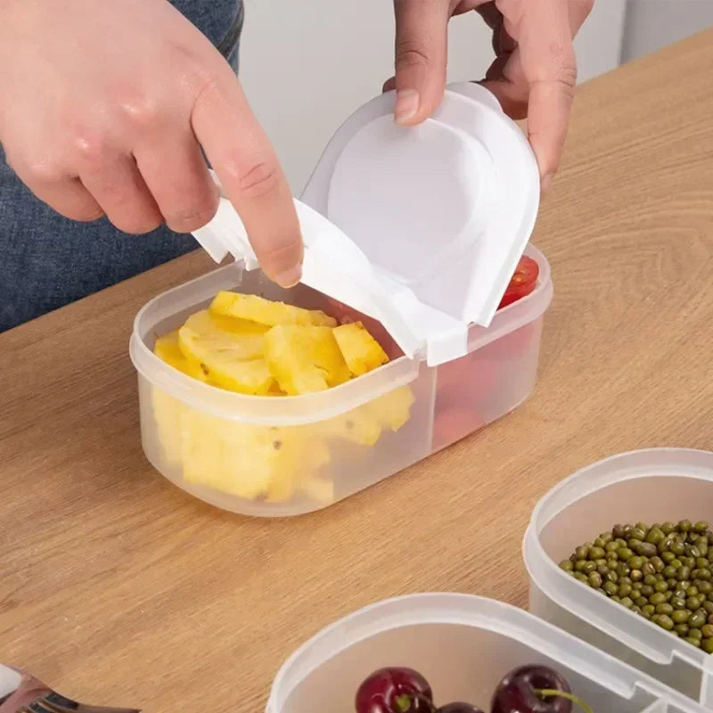 Double-Compartment Airtight Food Storage Container & Flip Lid Food Storage Container Qme