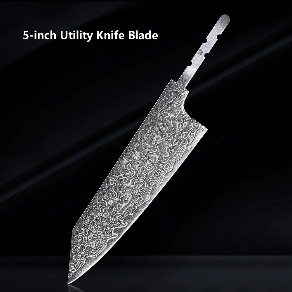 DASHWAY Damascus Steel Blank Blade AUS-10 Full Tang DIY Knife Damascus Blank Blade Qst Utility Blade