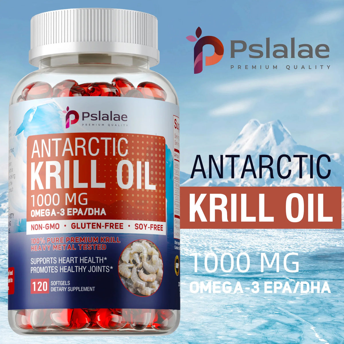 Antarctic Krill Oil Capsules – Omega-3 Non-GMO 1000mg Omega-3 Supplement Qst