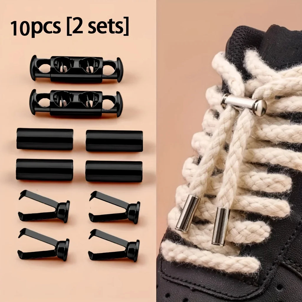 Spring Buckle Rope Lock Clips for Shoelaces, Hoodies & Cords Cord Lock Clips Qme 10pcs Black