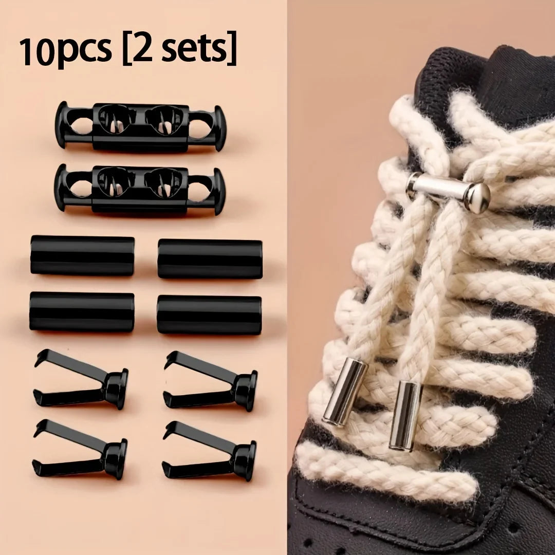 Spring Buckle Rope Lock Clips for Shoelaces, Hoodies & Cords Cord Lock Clips Qme 10pcs Black