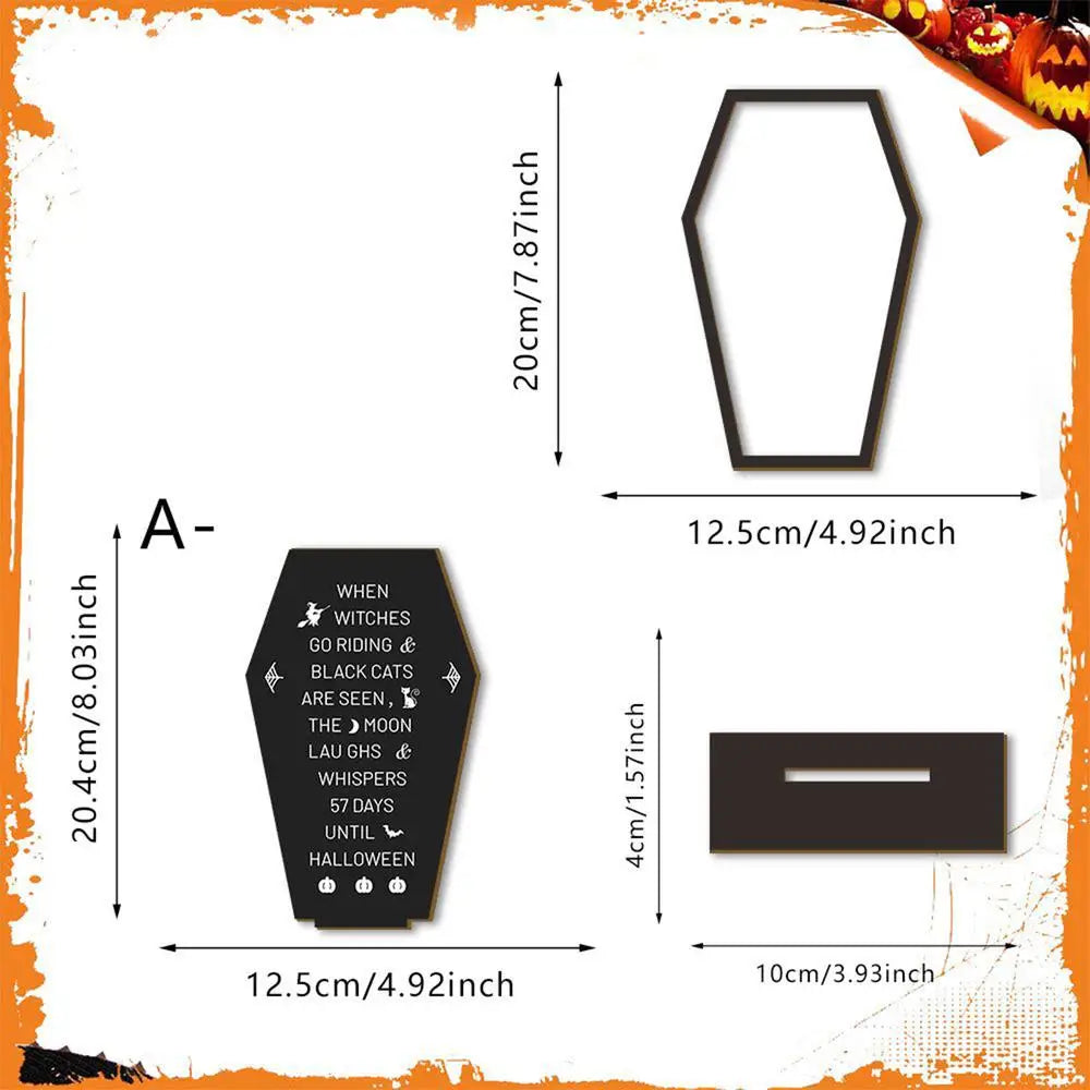 Halloween Coffin Wooden Table Sign & Message Board Display Halloween Table Decor Qme Black China Mainland