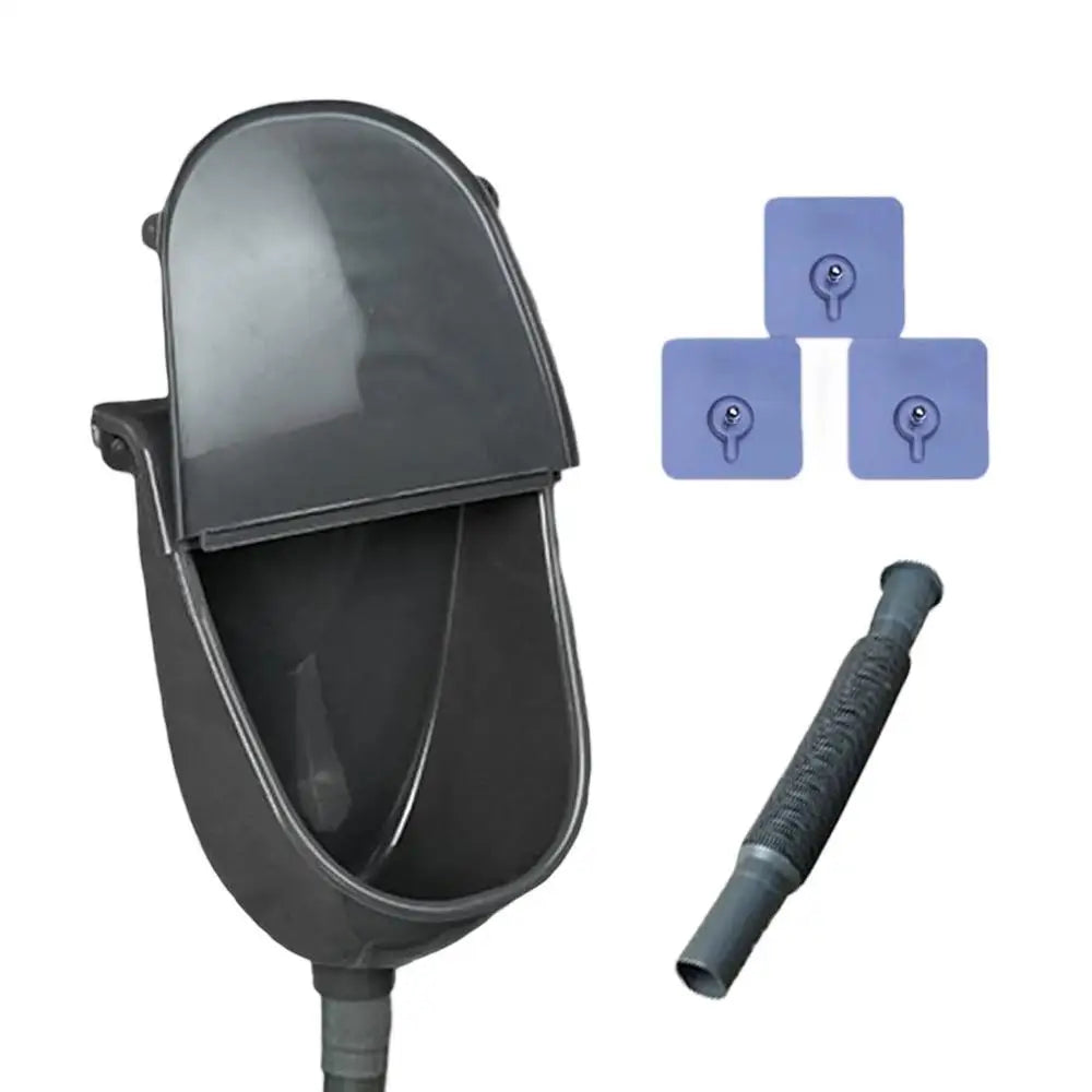 Wall-Mounted Stainless Steel Urinal with Lid – Indoor & Outdoor Wall-Mounted Urinal Qme Gray 3piece set