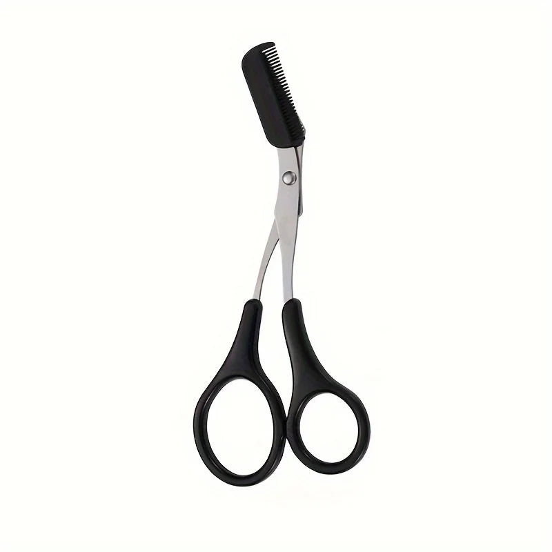Eyebrow Comb & Scissor Trimmer Set – Brow Grooming Tool Eyebrow Grooming Tool Qme black