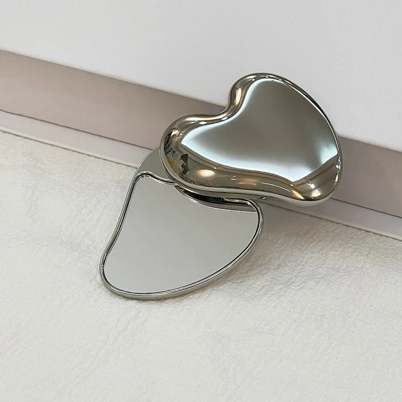 Heart Shape Makeup Mirror – Cute Portable Rotating Compact Compact Makeup Mirror Qme