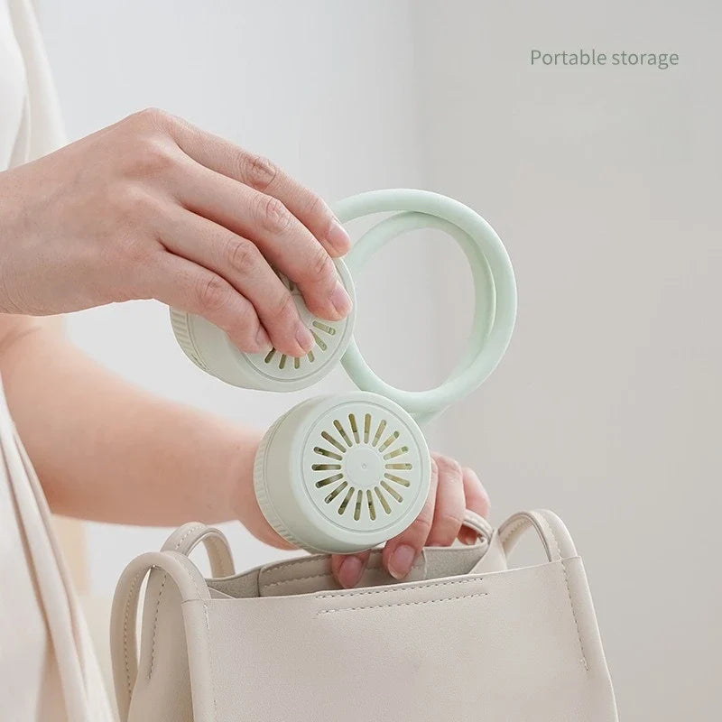 Portable Bladeless Neck Fan – USB Rechargeable & Foldable Neck Fan Qme
