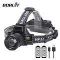 BORUiT 30W Zoomable LED Headlamp | Motion Sensor, Type-C LED Headlamp Qst With battery