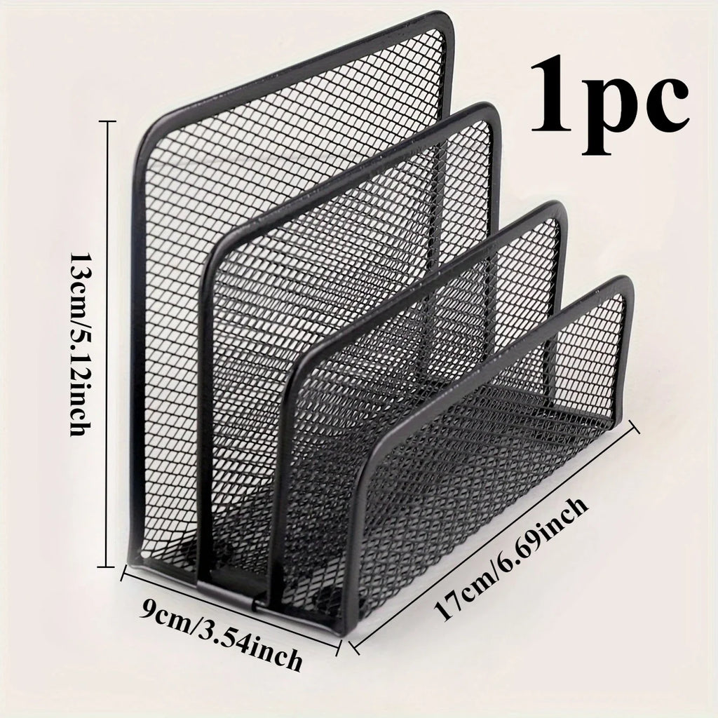 Metal Mesh Desk Organizer File Rack & Letter Holder Desk Organizer Qme 1box