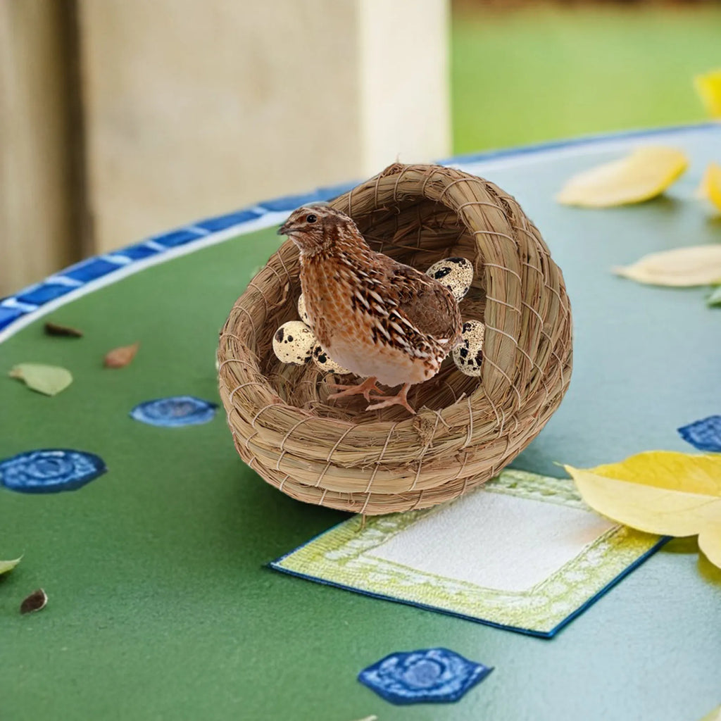 Handwoven Straw Bird Nest for Finch Canary Lovebird Parrot Bird Breeding Nest Qme