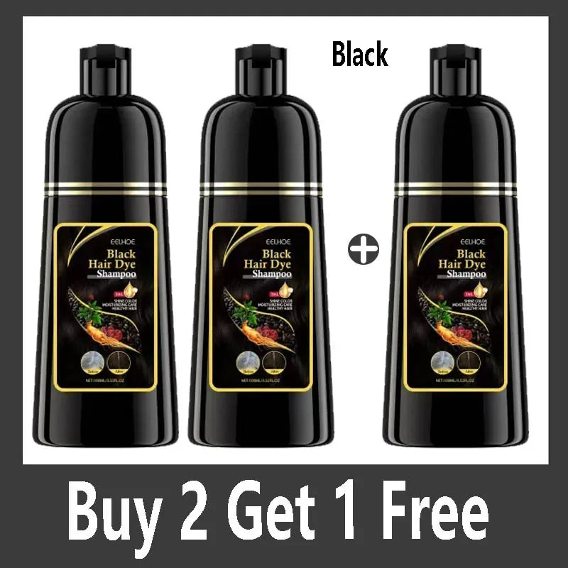Instant Hair Dye Shampoo – Herbal Ginseng Black & Brown Color Hair Dye Shampoo Qme Buy 2 Get 1 Free