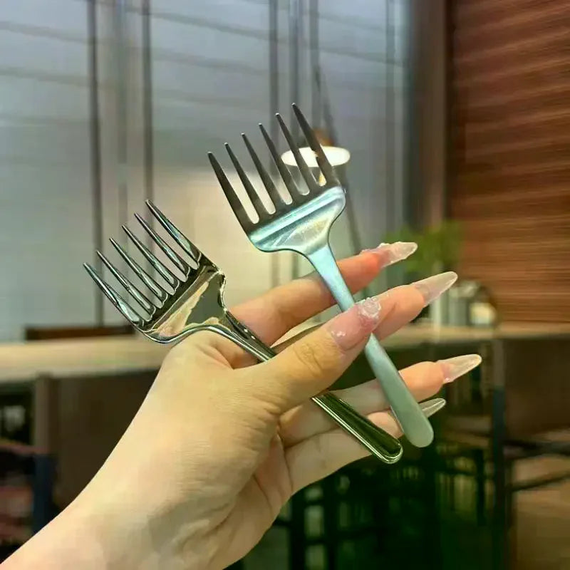 Korean Stainless Steel Dessert Fork – 6-Tine Cake & Fruit Fork Dessert Fork Qme